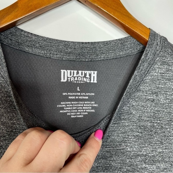 Duluth Trading Co Mens Heather Gray Short Sleeve Shirt Large - Picture 3 of 3